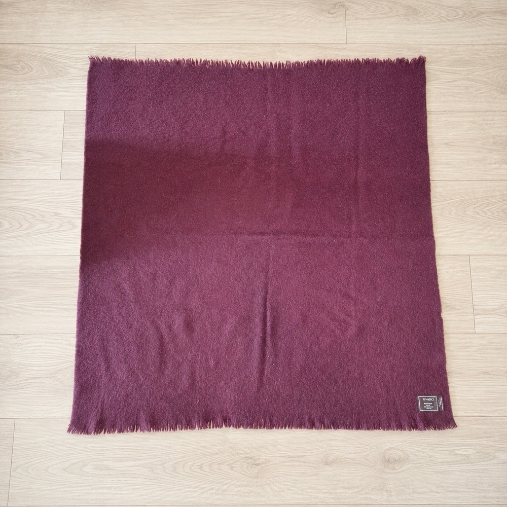 D'MEDICI Purple Wool Nylon Fringe Throw Blanket Made‎ in Italy 55x57"